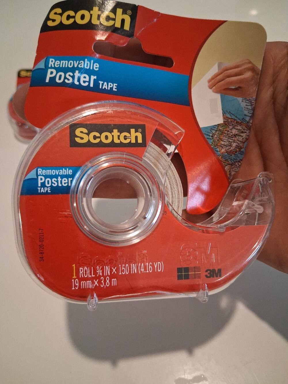 Lot of 3 Scotch Removable Poster Tape Double Sided 3/4" x 150" Dispensers